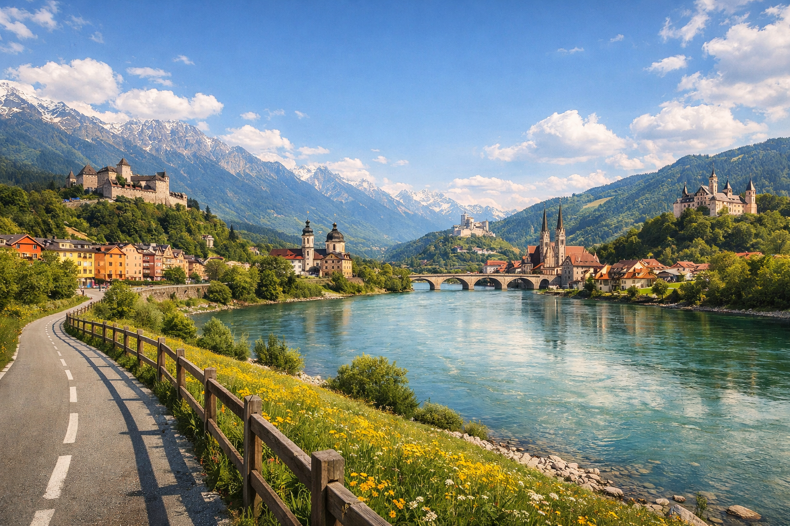 Austria and Germany. Cycling tour through the Inn Valley: from Innsbruck to Passau. Difficulty: easy or moderate. Season: May - September