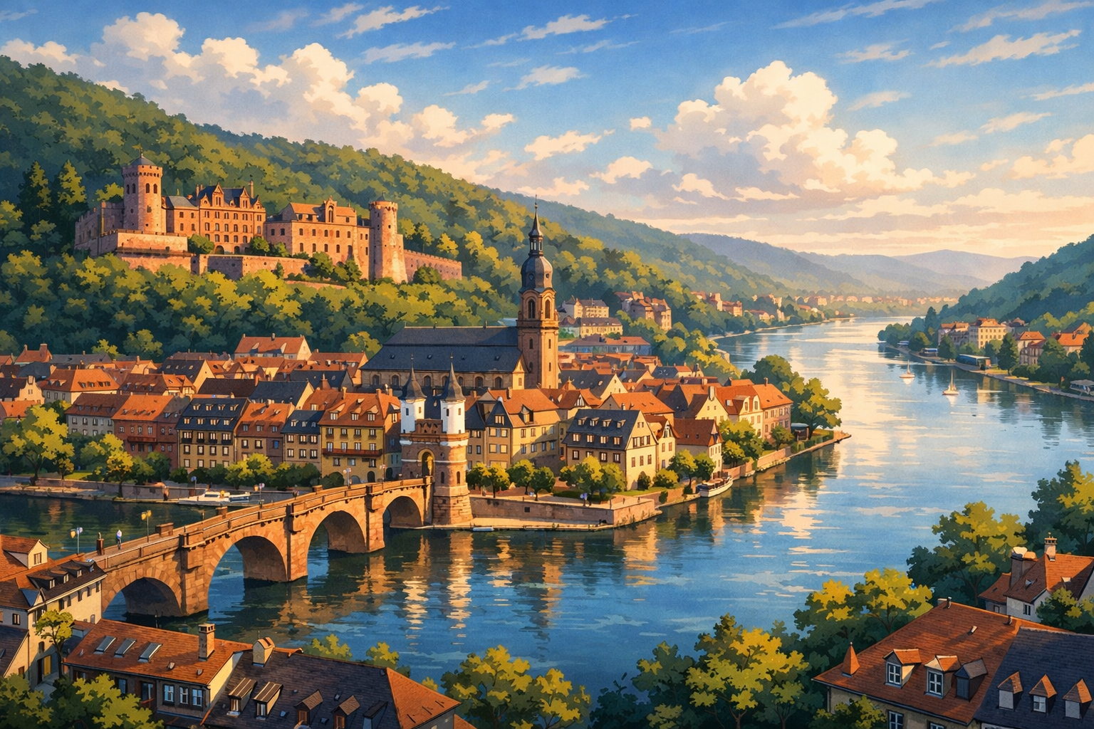 BADEN-WÜRTTEMBERG - Heidelberg: old town, castle and Neckar