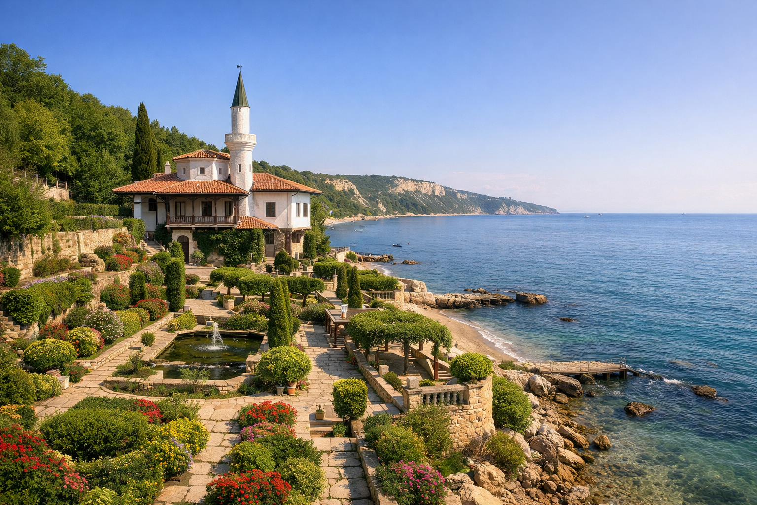 Balchik - palace gardens and the northern sea