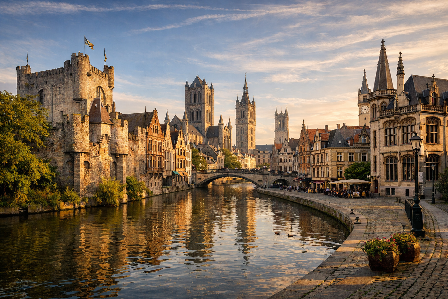 Belgium, Ghent. A relatively inexpensive alternative to Bruges with canals, a castle, historic quarters, and a vibrant student atmosphere.