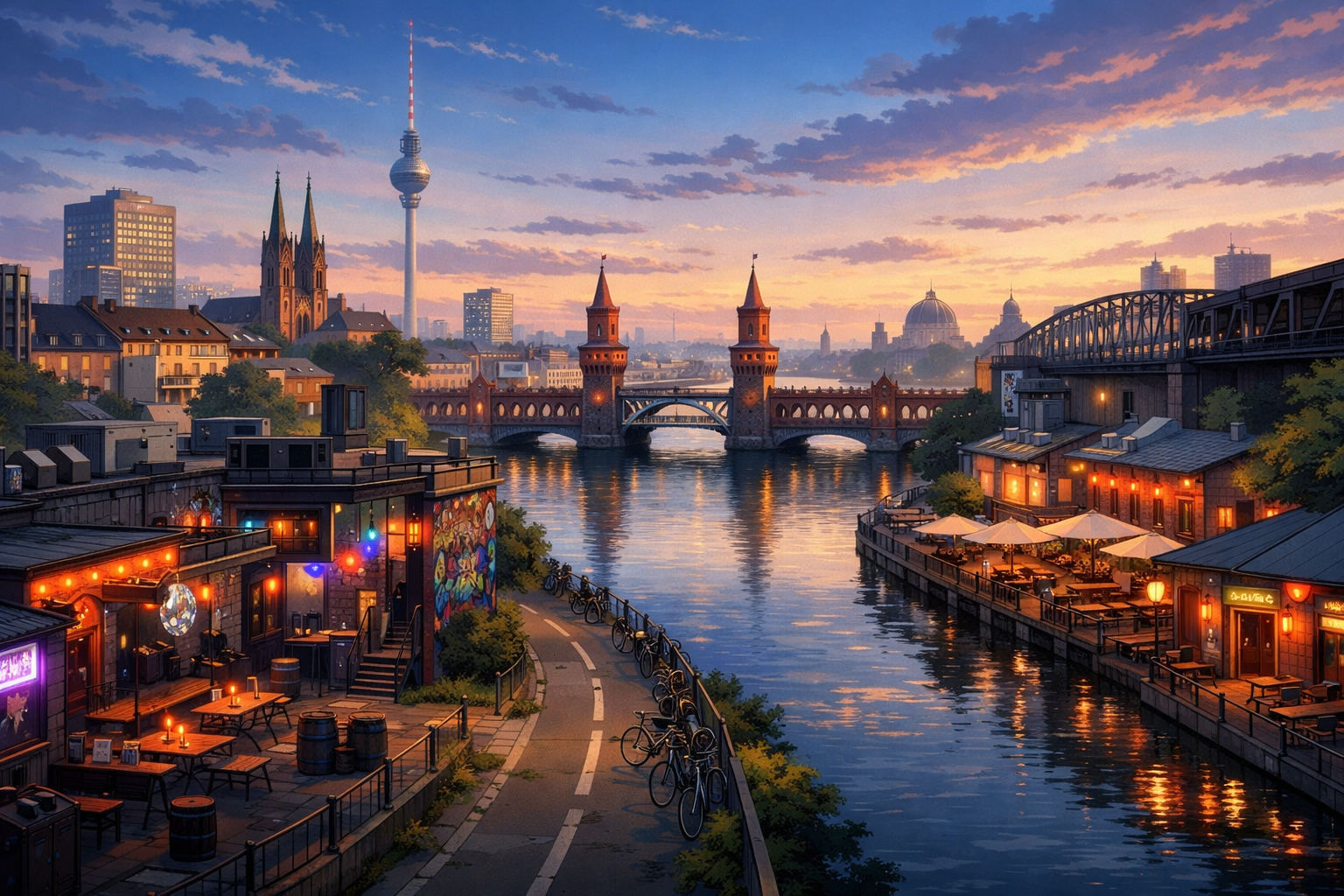 Berlin — techno clubs, underground bars, beer halls, a bike tour around the Kreuzberg district.