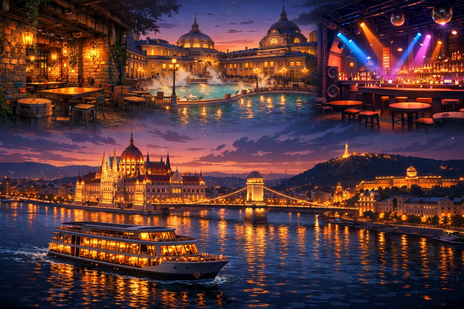 Budapest – Ruinenbars, Thermalbäder, Clubs, Abendkreuzfahrt auf der Donau.