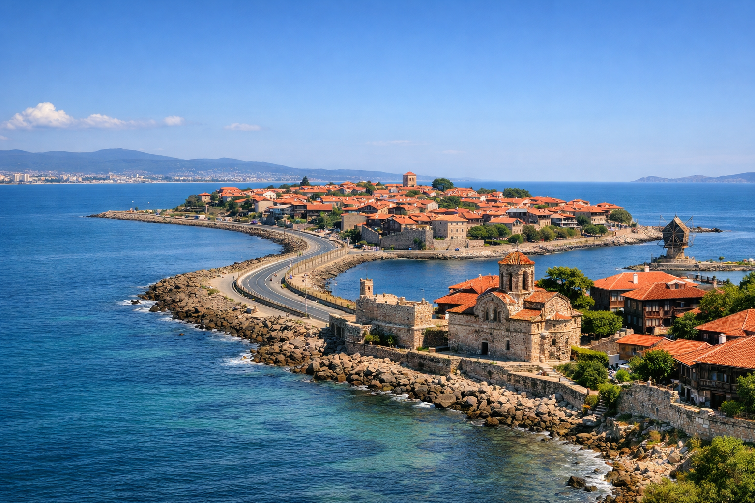 Burgas - Nessebar sea and the UNESCO old town