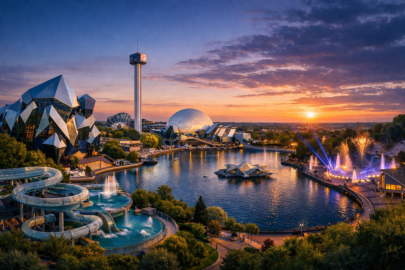 Франция, Фютюроскоп и Пуатье. Путешествие в парк Futuroscope с мультимедийными аттракционами, симуляторами, интерактивными павильонами, водным комплексом Aquascope и вечерними шоу.