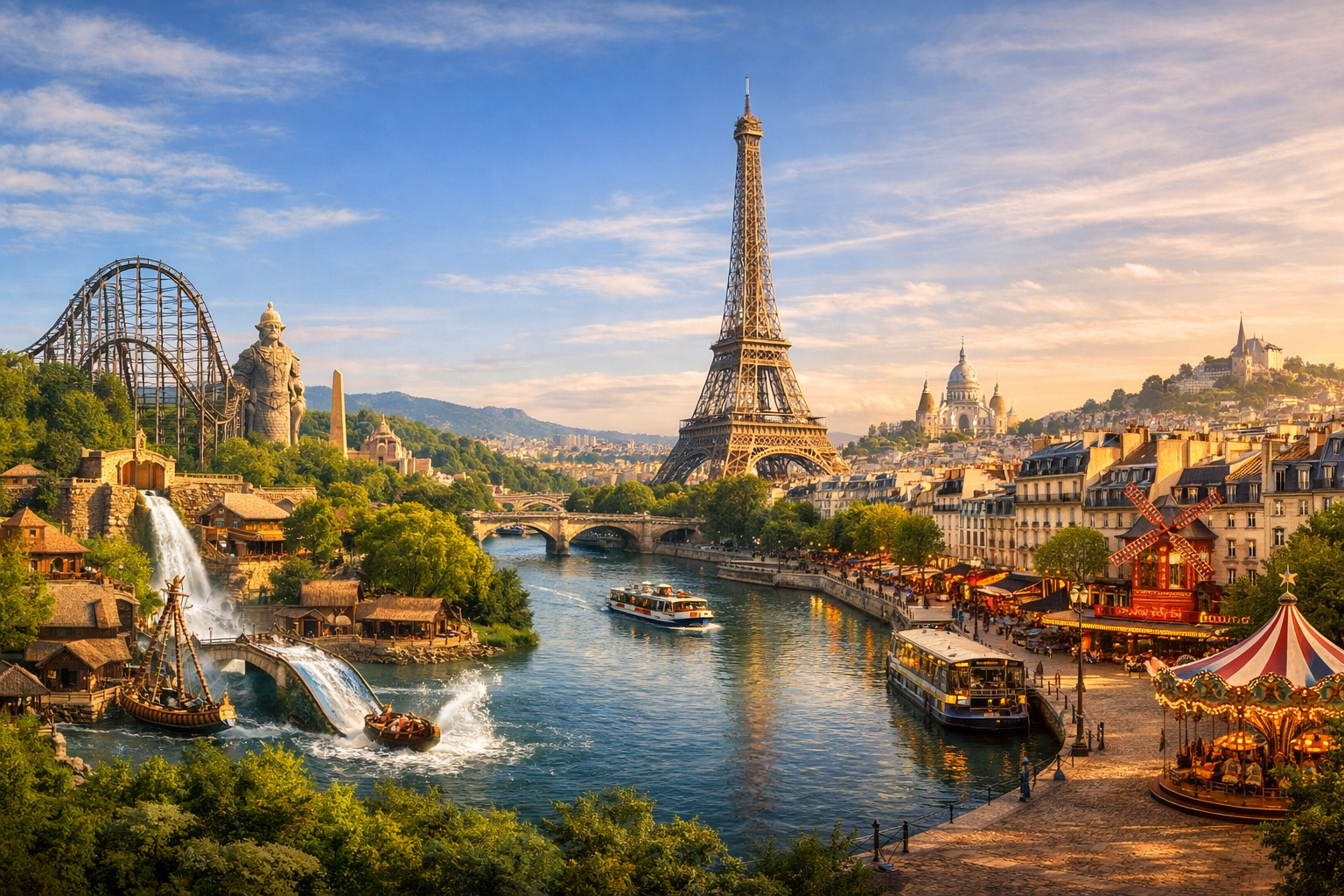 Франция, Плайи и Париж. Семейное путешествие в Parc Astérix с американскими горками, тематическими зонами, водными аттракционами и дополнительным днём в развлекательных кварталах Парижа.