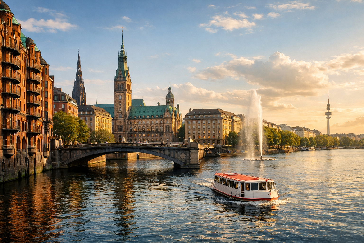 Hamburg canals bridges and a walk along the Alster