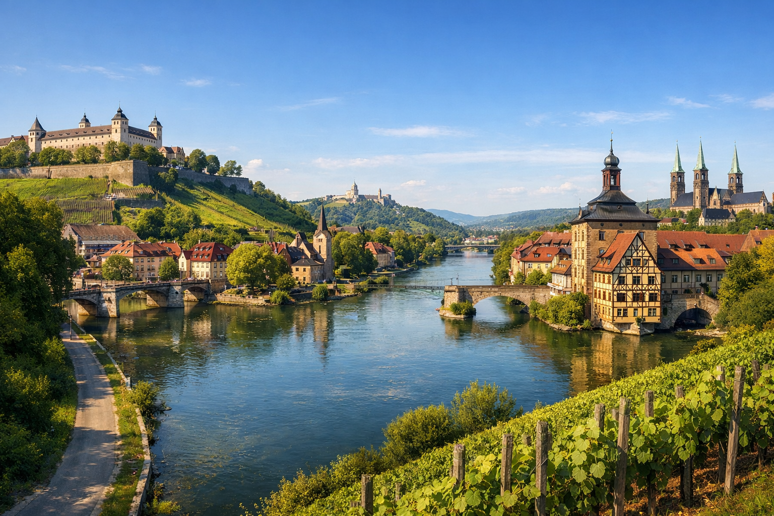 Germany and Austria. Main River cycle route (Würzburg - Bamberg). Season: May - October.