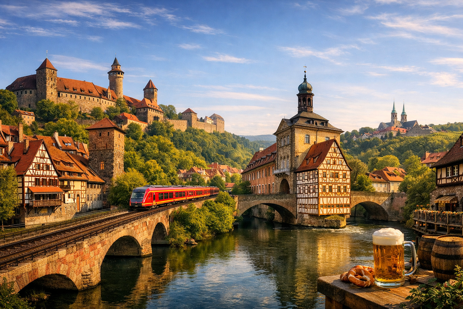 Germany, Nuremberg and Bamberg. An affordable railway route through medieval centers, fortresses, old streets, and traditional breweries of Franconia.