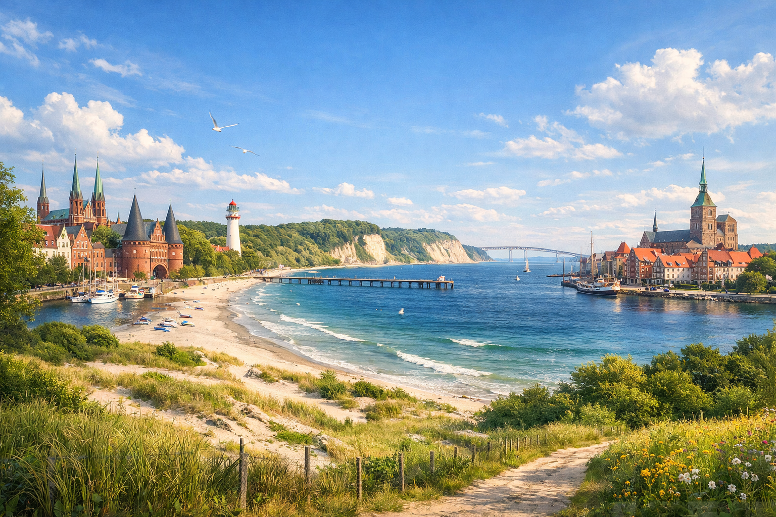 Germany. Cycling tour along the Baltic coast: from Lübeck to Stralsund. Difficulty: easy or moderate. Season: May - September.