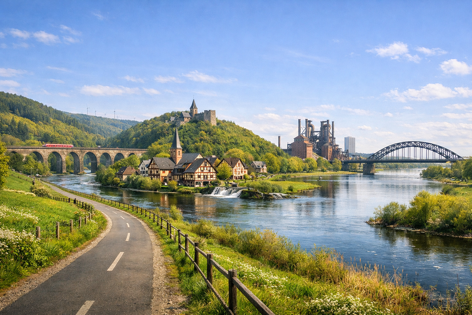 Germany. Cycling tour through the Ruhr Valley: from Winterberg to Duisburg. Difficulty: moderate at the beginning, then easy. season: April — October.