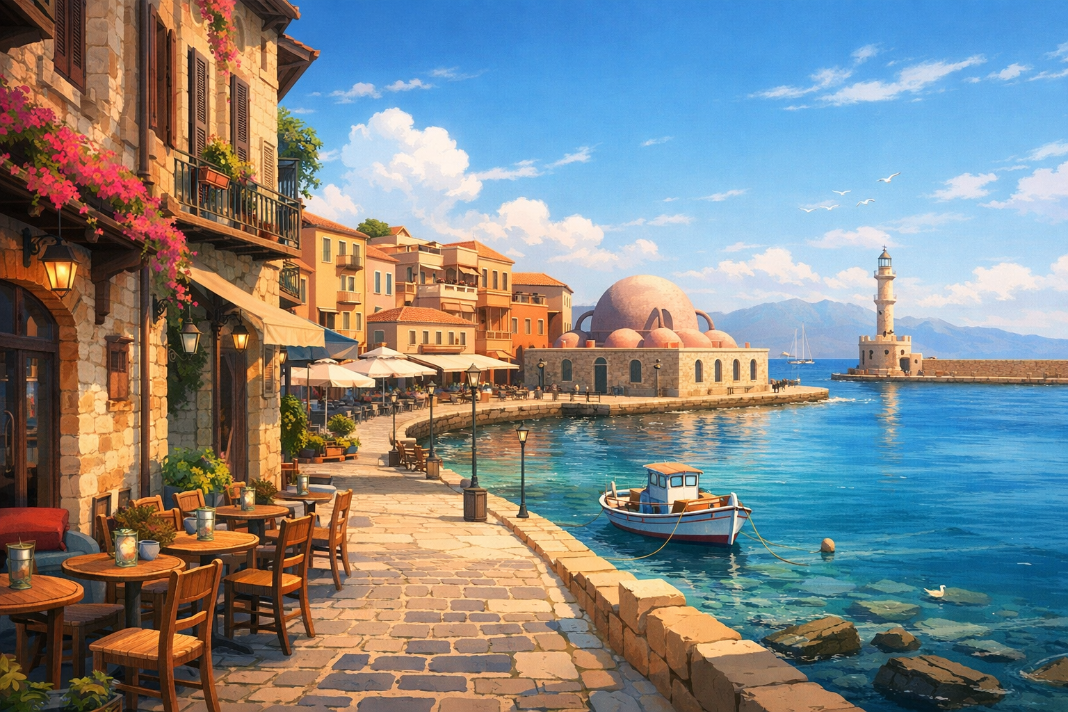 Chania, Crete - Old Venetian Harbor, narrow streets, cafes, beach relaxation nearby
