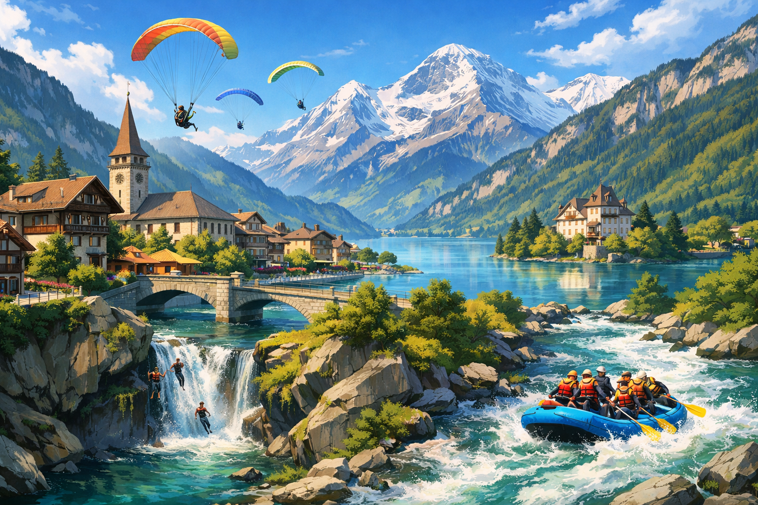 Interlaken - Paragliding, Canyoning and Rafting