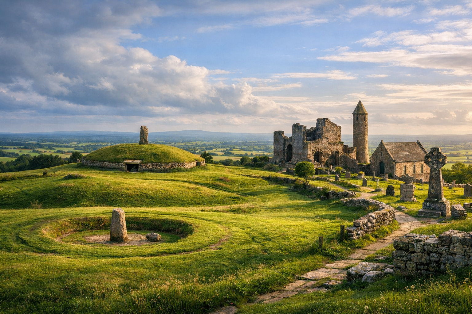 Irlanda, condado de Meath. La colina de Tara y las leyendas celtas. Un viaje por lugares vinculados a la antigua historia de Irlanda, los reyes, la mitología celta y los paisajes verdes.