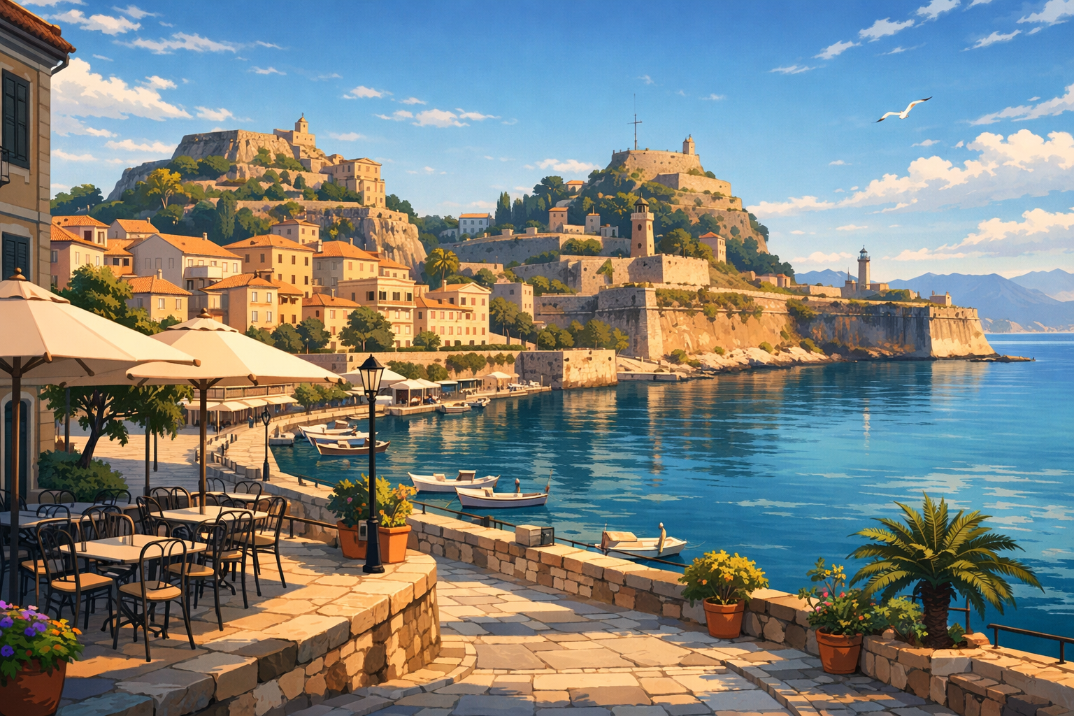 Corfu - Old Town, fortresses, promenade, cafés, island atmosphere