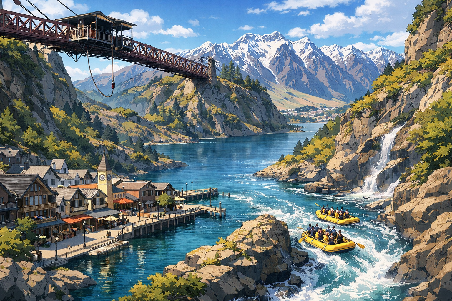 Queenstown - Bungee jumping and rafting on mountain rivers