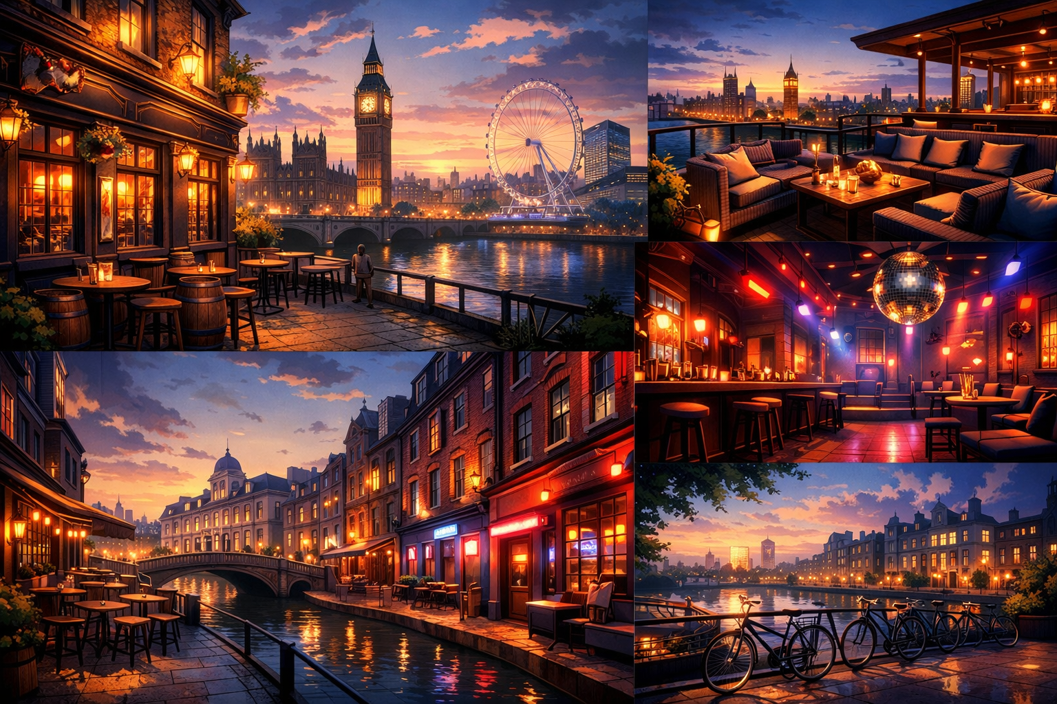 London, (entertainment) — pubs, rooftop bars, Soho clubs, bike tour
