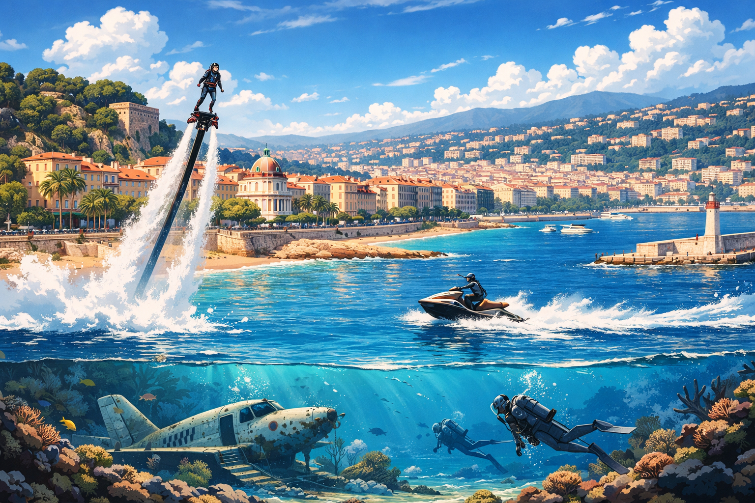Nice - Flyboarding, diving and water extreme sports