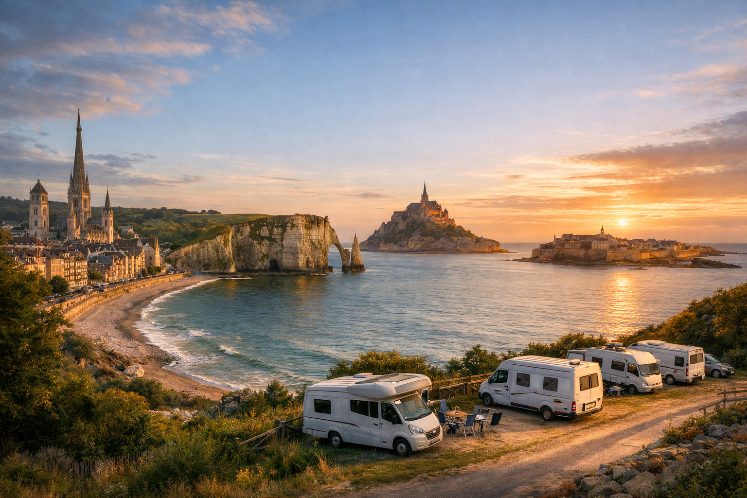 Normandy and Brittany - Rouen - Étretat - Mont-Saint-Michel - Saint-Malo - Campsites on the coast, overnight parking areas for motorhomes near towns
