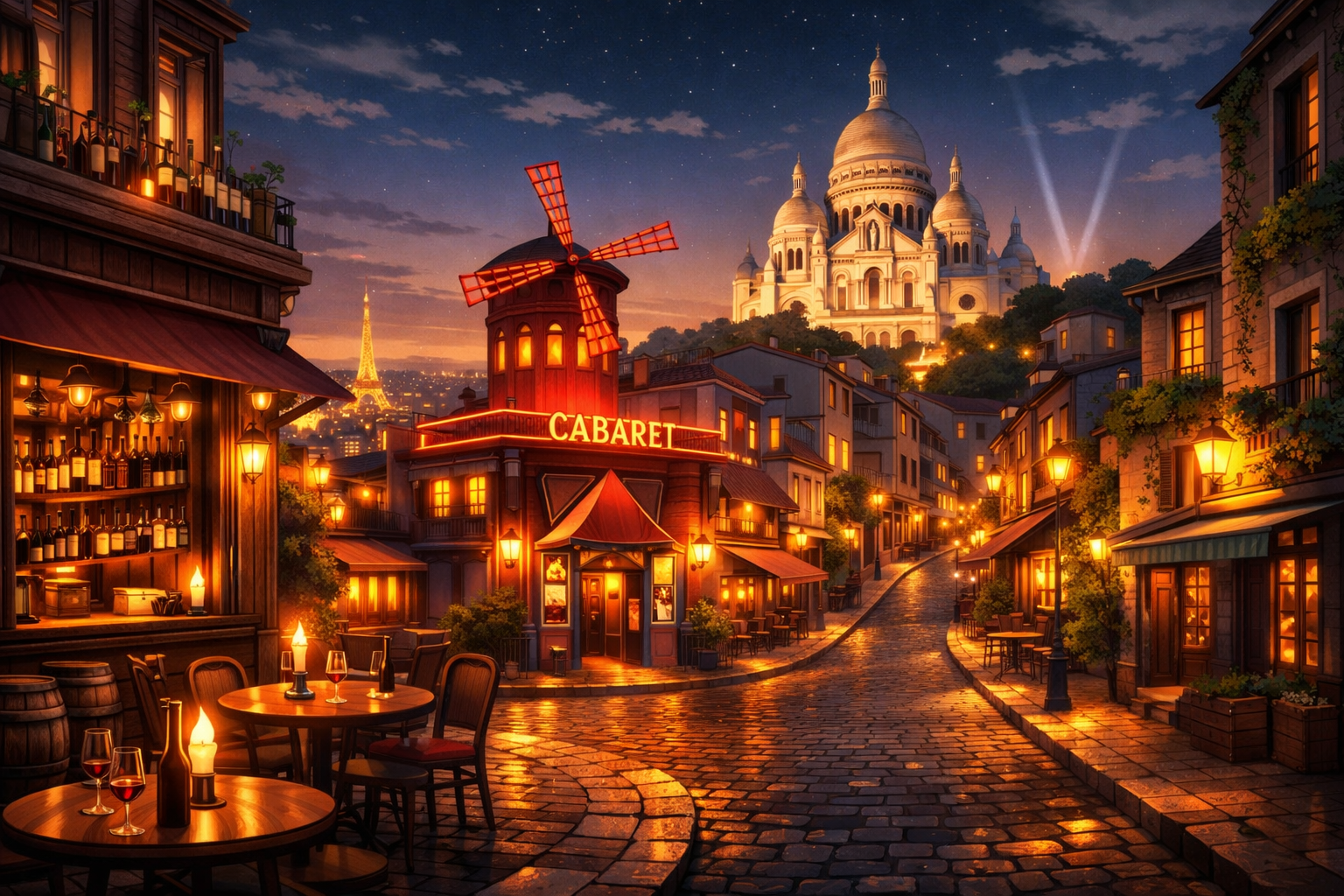 Paris, (entertainment) — wine bars, cabarets, clubs, Montmartre