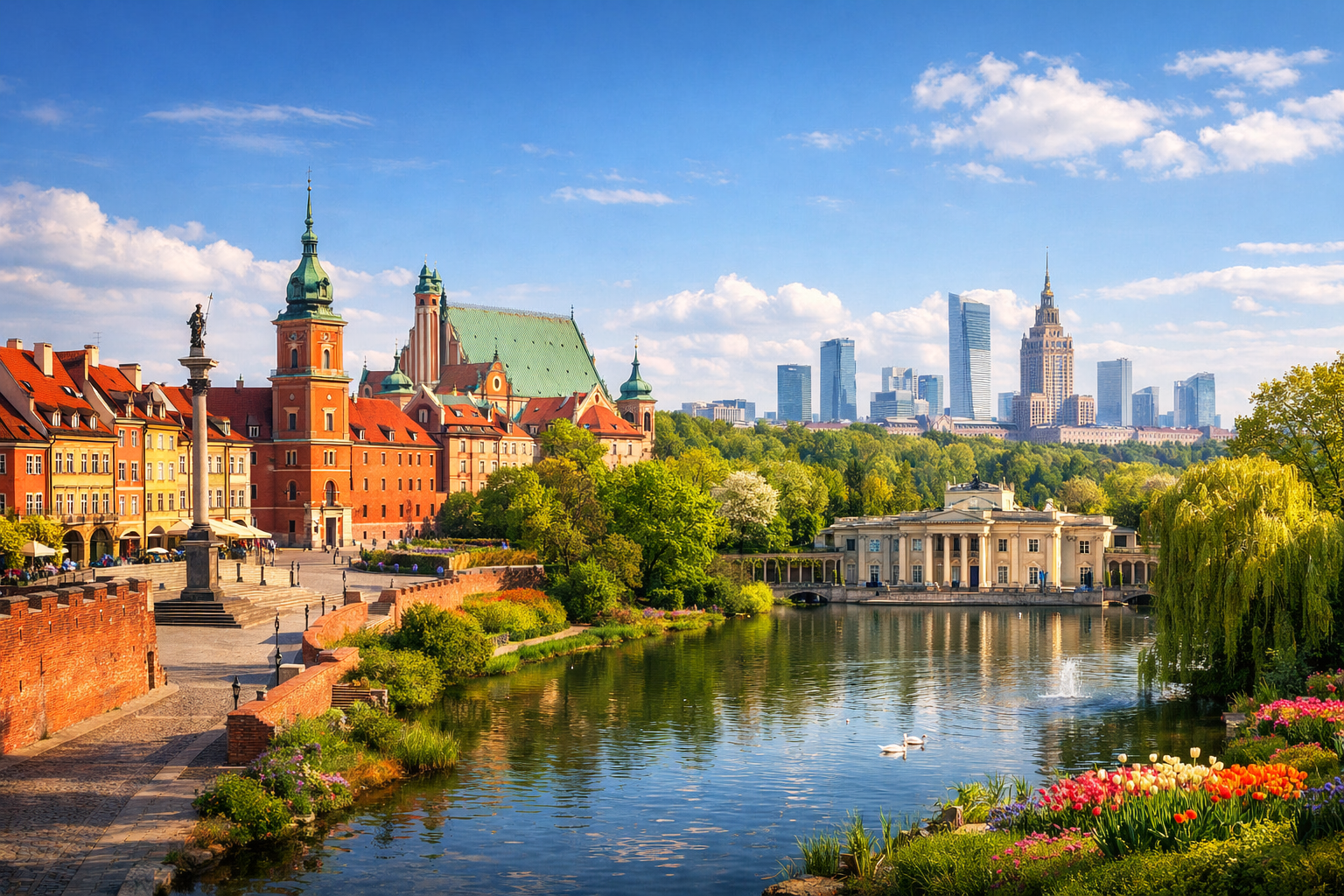 Poland, Warsaw. An affordable trip through the restored Old Town, the Royal Route, parks, museums, and the capital's modern districts. Season: April - October.