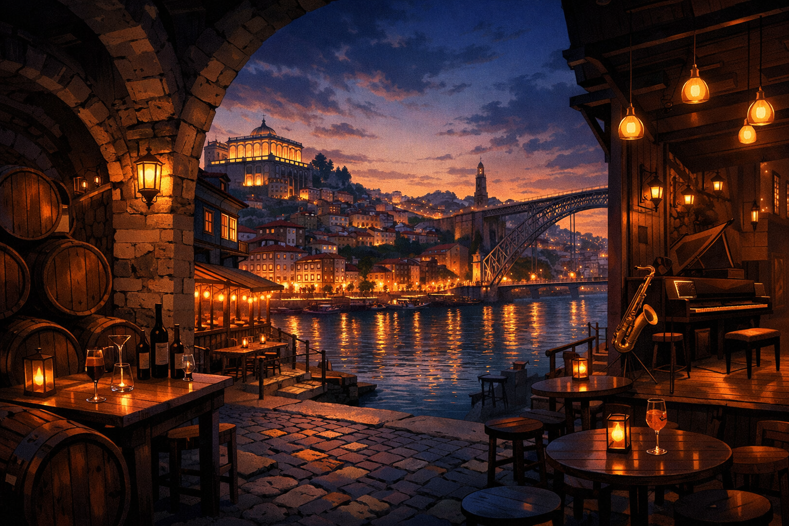 Porto, (entertainment) — wine cellars, pubs, jazz bars, waterfront