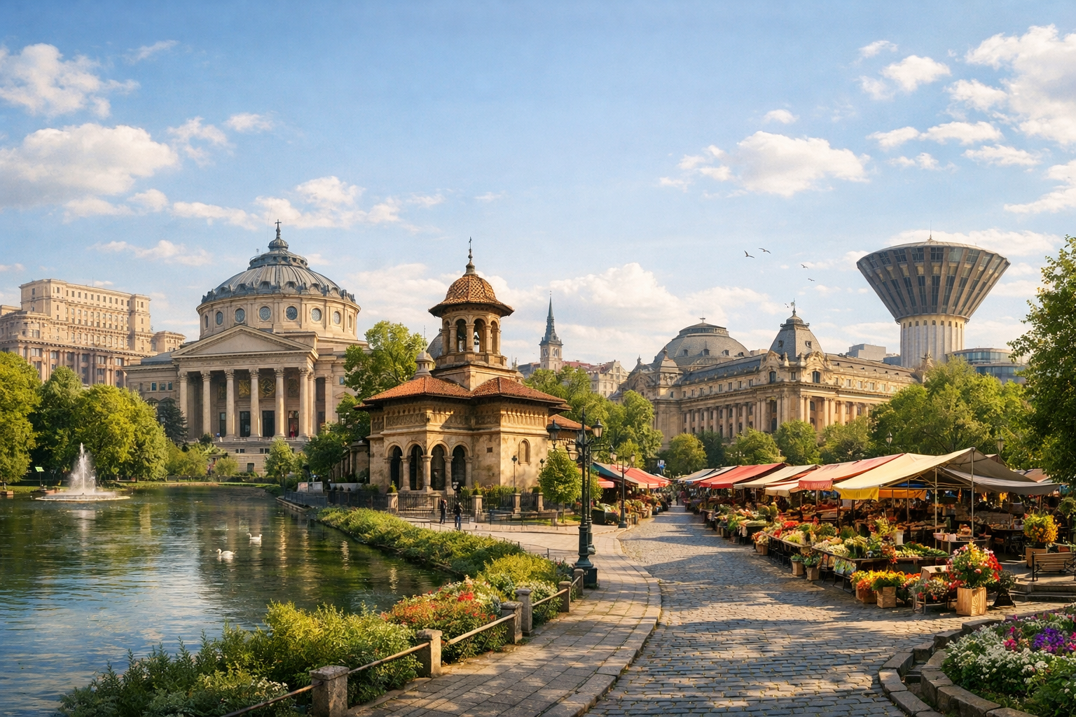 Romania, Bucharest. A budget-friendly city route through the historic center, parks, markets, museums, and unusual architecture of the Romanian capital. Season: April — October.
