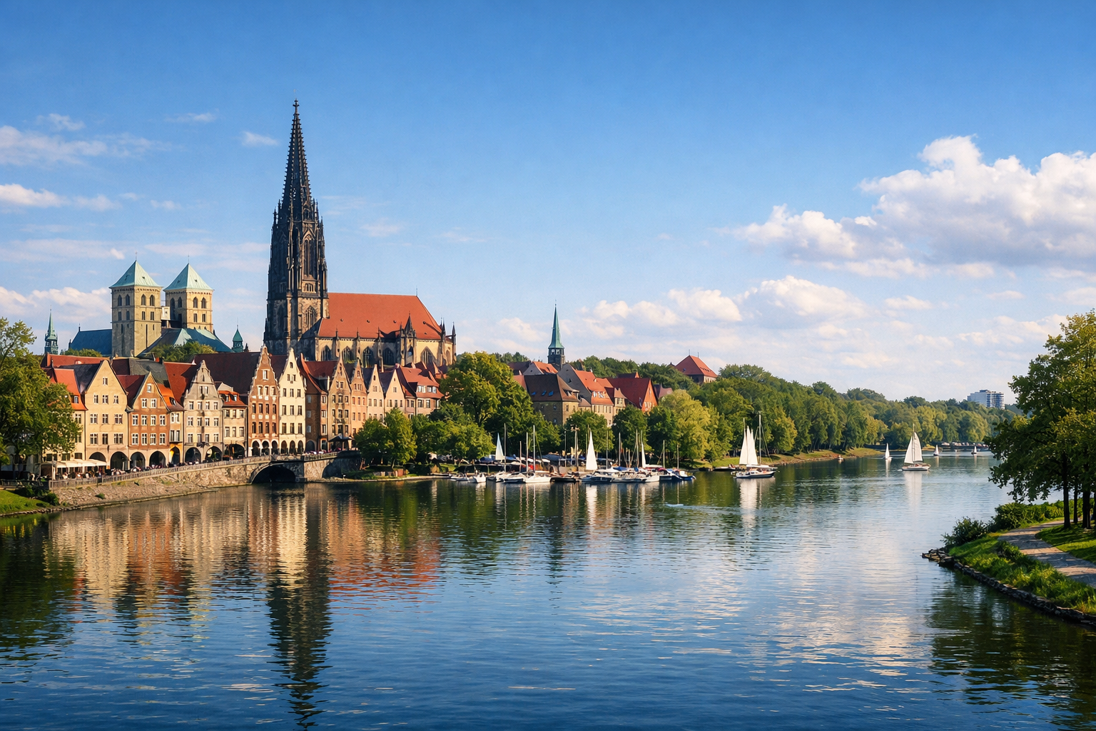 NORTH RHINE-WESTPHALIA - Münster: old town and Lake Aasee