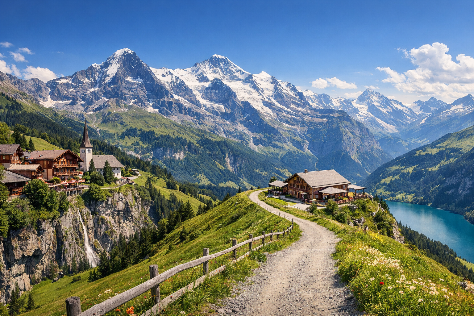 Switzerland. Panoramic trails of the Jungfrau region. Difficulty: easy or moderate. Season: June - September.