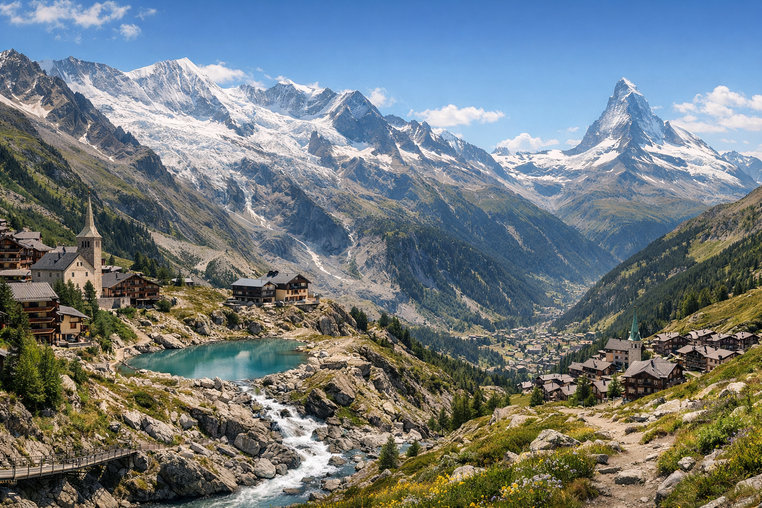 Swiss Monte Rosa tour: from Saas-Fee to Zermatt. Difficulty: high. Season: July - September.