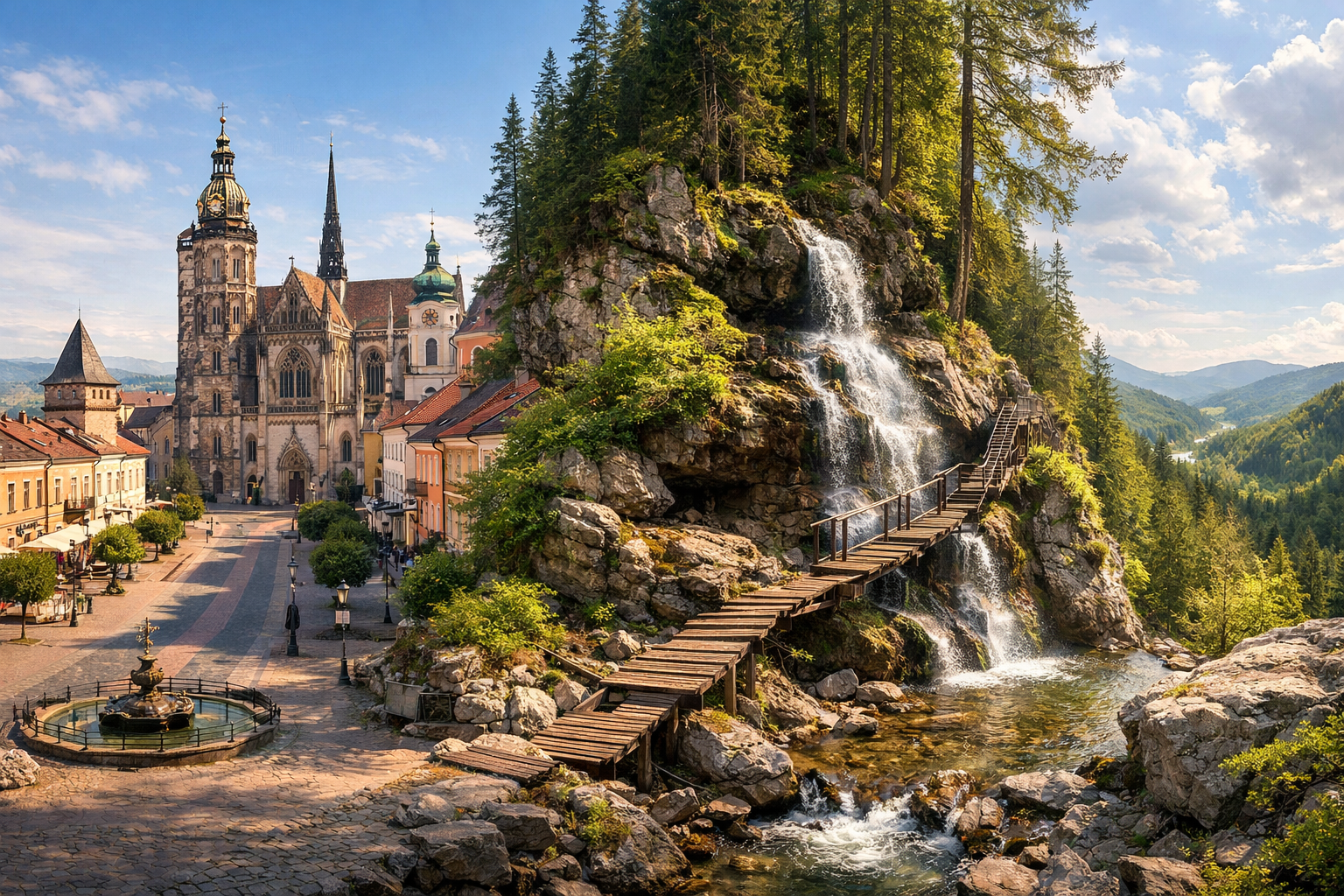 Slovakia, Košice and Slovak Paradise. A budget-friendly combination of a city break and hikes through the gorges, ladders, and forest trails of the national park. Season: May - September.