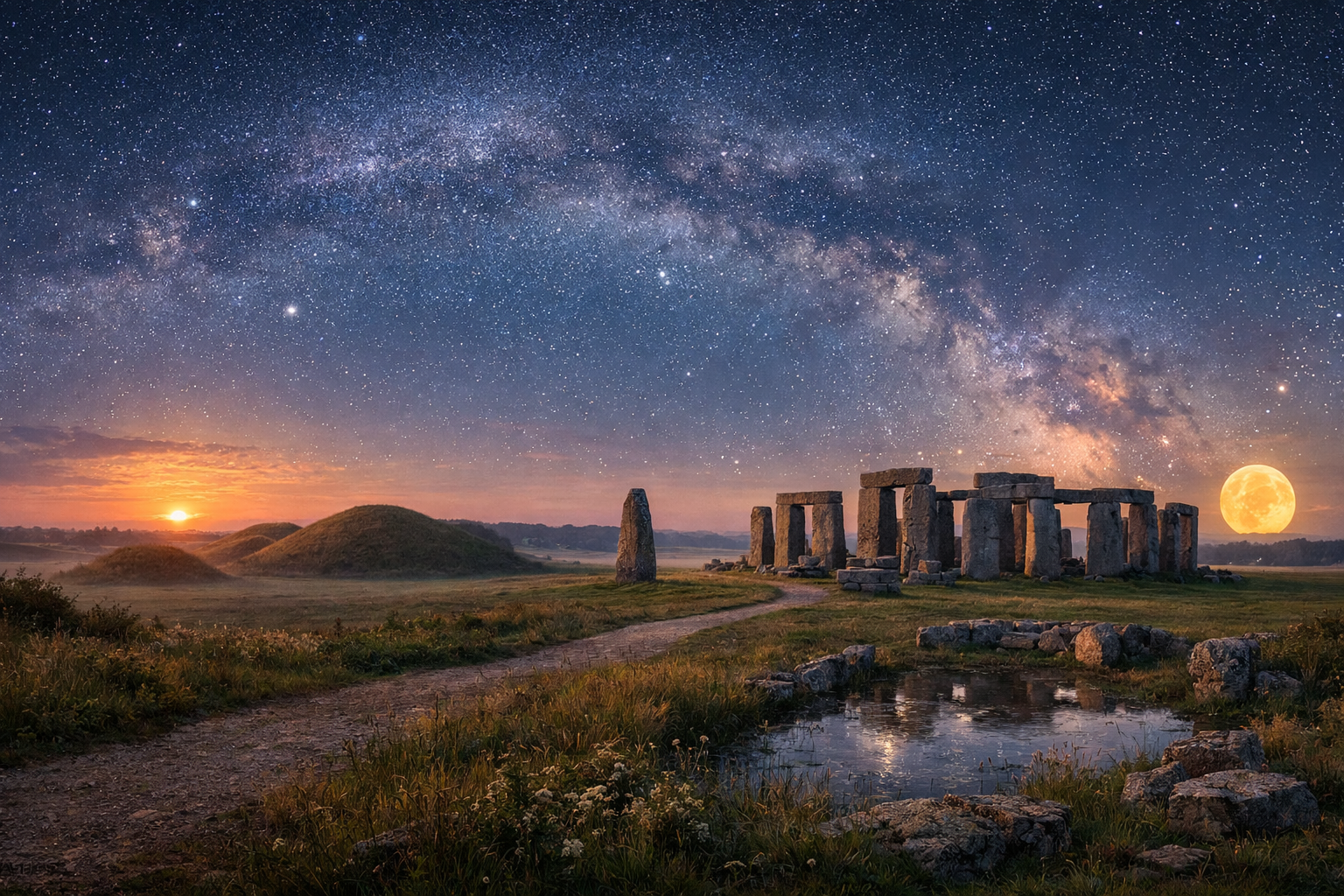 英国，威尔特郡。巨石阵与古老天空的秘密。前往巨石阵、周边墓冢与古老景观的旅程，重点关注考古天文学、至日、传说，以及欧洲最神秘地点之一的独特氛围。